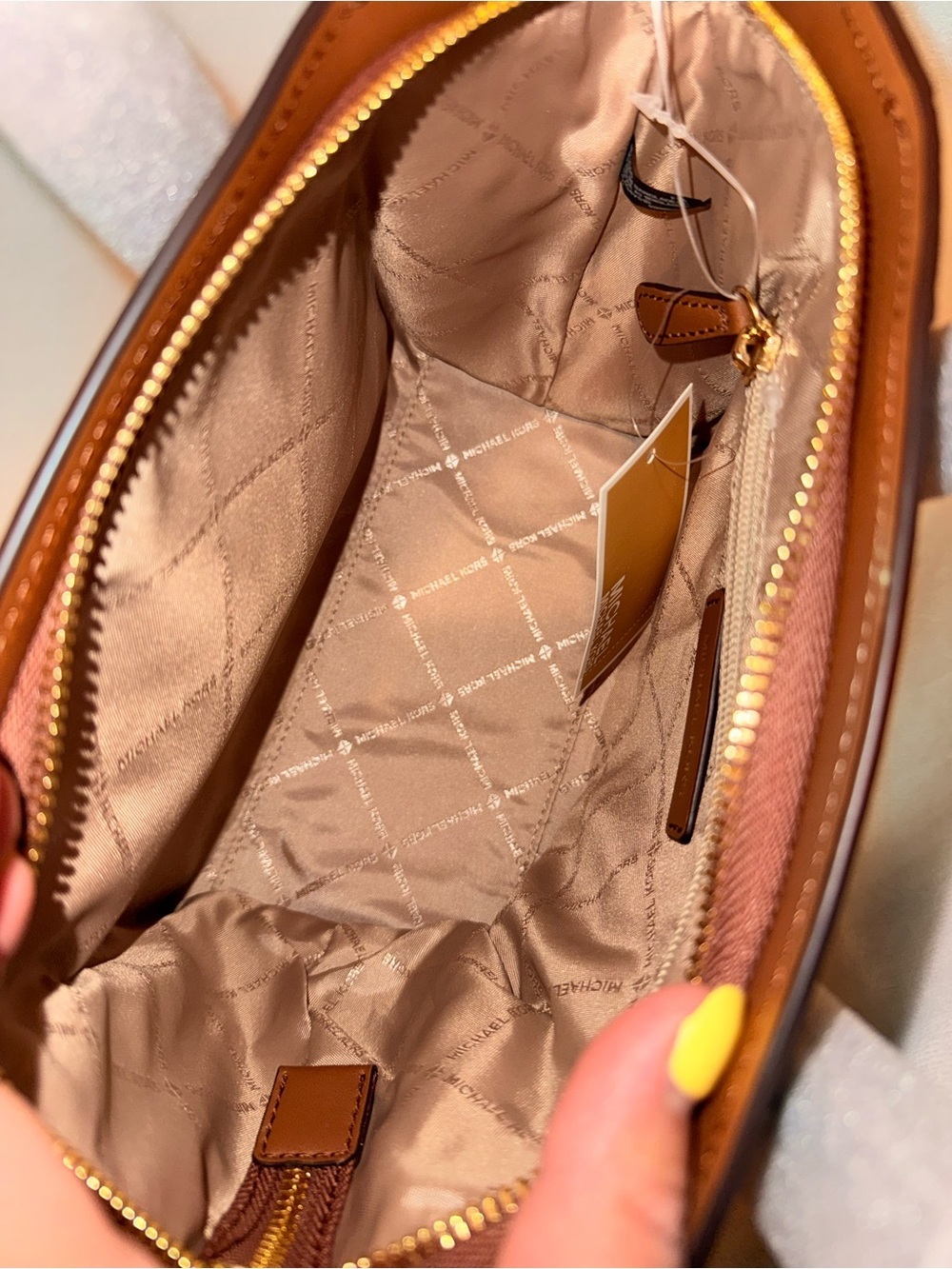 Michael Kors Avril Small Logo Top-Zip Satchel Brown - Picture 10 of 16